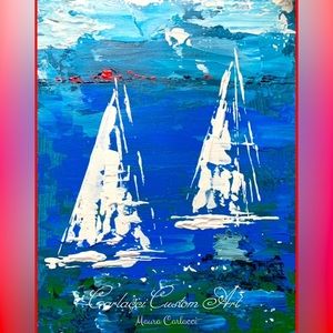 9x12 Blues & Boats Painting
